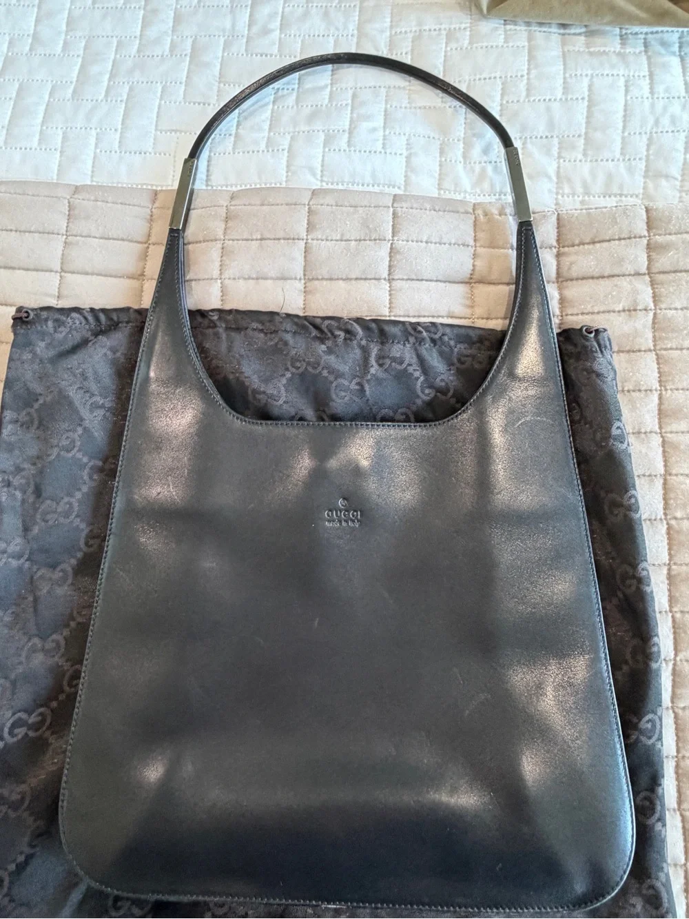 Vintage Gucci Leather Hobo Messenger Bag Tom Ford 1999 w/ Receipt